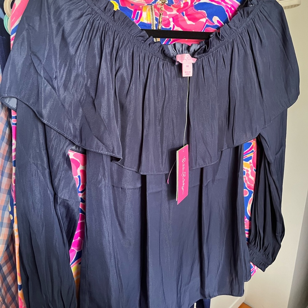Brand NWT Lily Pulitzer Silk off the shoulder blouse